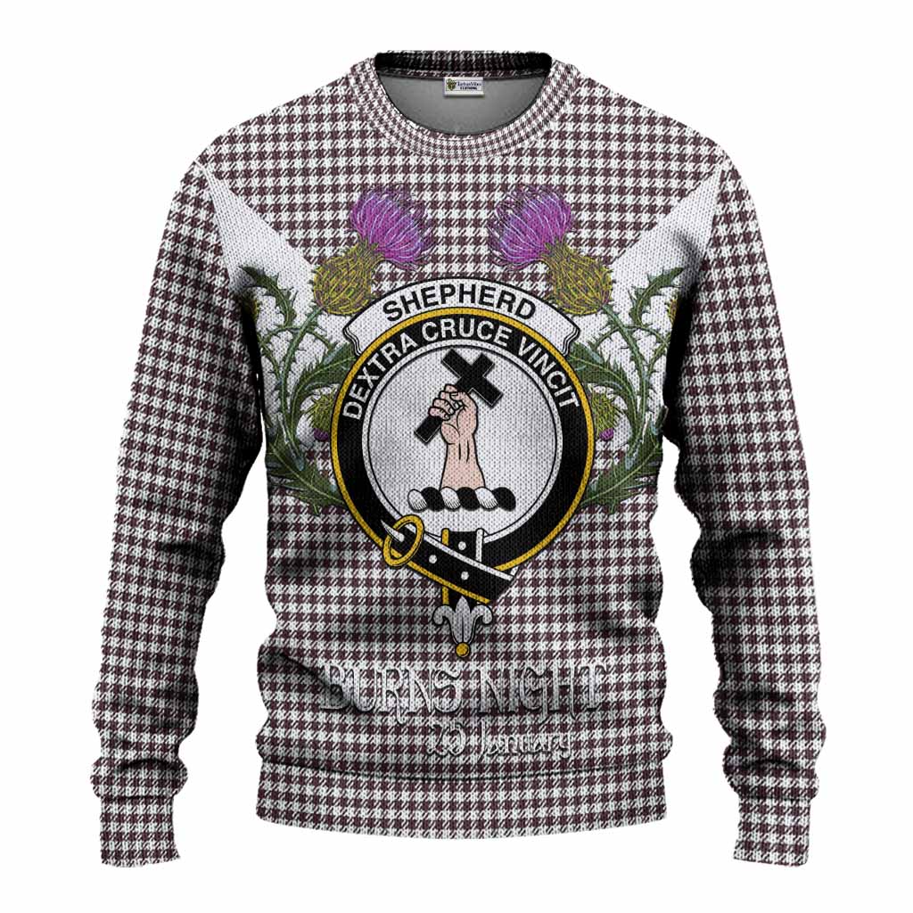 Shepherd Tartan Family Crest Knitted Sweater Scottish Burns Night Thistle Floral