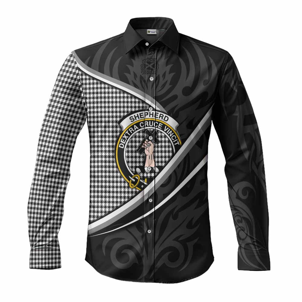 Shepherd Tartan Family Crest Long Sleeve Button Shirts Celtic Scottish Thistle Floral - Tartan Vibes Clothing