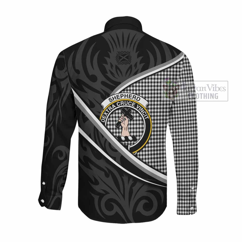 Shepherd Tartan Family Crest Long Sleeve Button Shirts Celtic Scottish Thistle Floral - Tartan Vibes Clothing