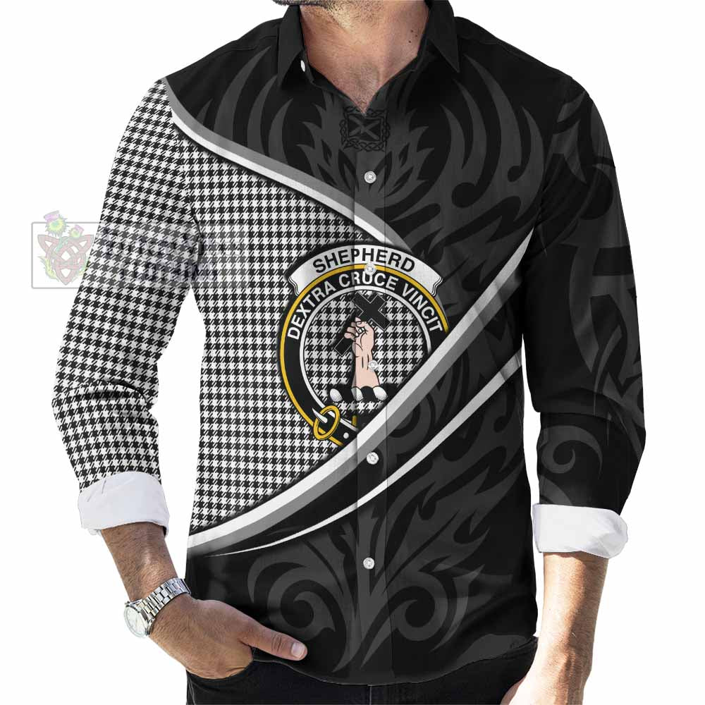 Shepherd Tartan Family Crest Long Sleeve Button Shirts Celtic Scottish Thistle Floral - Tartan Vibes Clothing