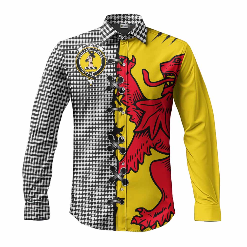 Shepherd Tartan Family Crest Long Sleeve Button Shirts Lion Rampant Honor - Tartan Vibes Clothing