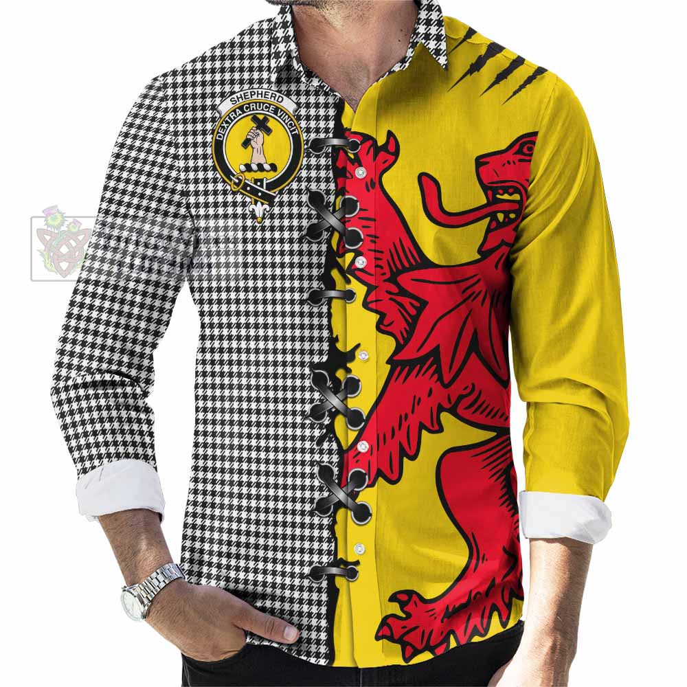 Shepherd Tartan Family Crest Long Sleeve Button Shirts Lion Rampant Honor - Tartan Vibes Clothing