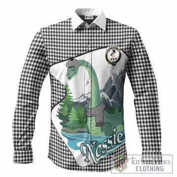 Shepherd Tartan Family Crest Long Sleeve Button Shirts Nessie Scottish Loch Ness Monster