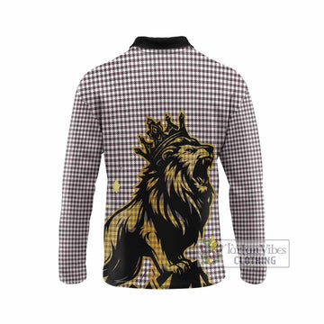 Shepherd Tartan Family Crest Long Sleeve Polo Shirt Crowned Lion Roaring