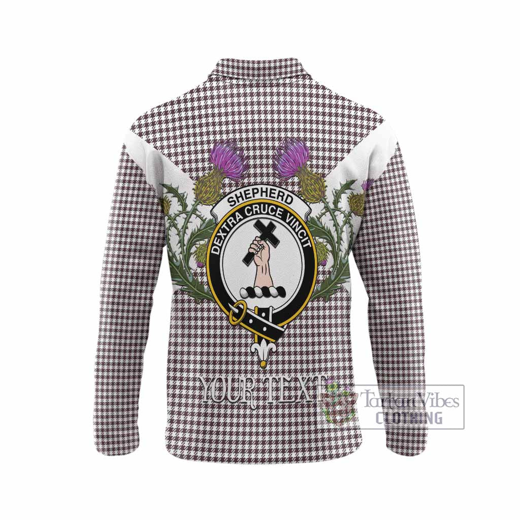 Shepherd Tartan Family Crest Long Sleeve Polo Shirt Scottish Burns Night Thistle Floral