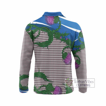Shepherd Tartan Family Crest Long Sleeve Polo Shirt Thistle in Minimalism