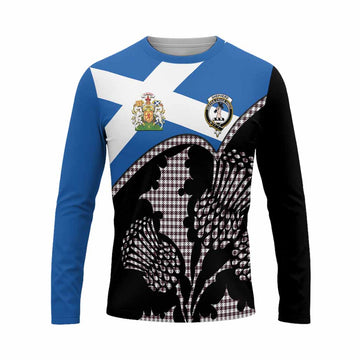 Shepherd Tartan Family Crest Long Sleeve T-Shirt Scotland Thistle Floral Flag Style