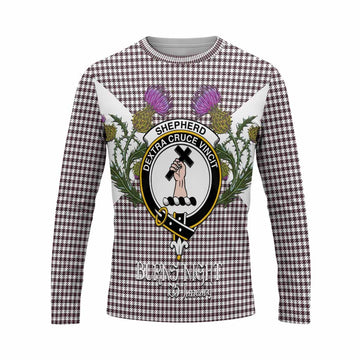 Shepherd Tartan Family Crest Long Sleeve T-Shirt Scottish Burns Night Thistle Floral