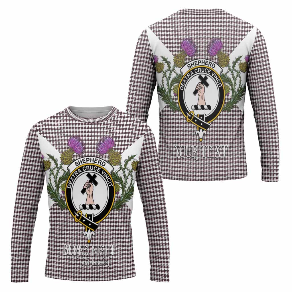 Shepherd Tartan Family Crest Long Sleeve T-Shirt Scottish Burns Night Thistle Floral