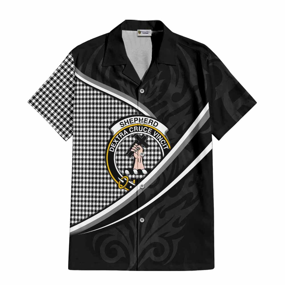 Shepherd Tartan Family Crest Short Sleeve Button Shirt Celtic Scottish Thistle Floral - Tartan Vibes Clothing