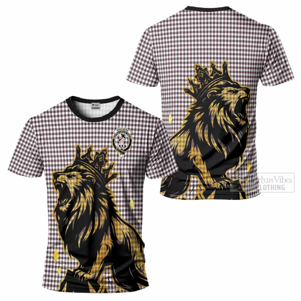 Shepherd Tartan Family Crest T-Shirt Crowned Lion Roaring