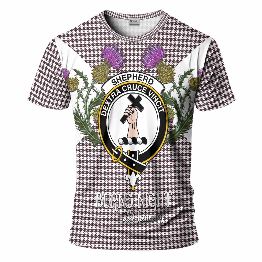 Shepherd Tartan Family Crest T-Shirt Scottish Burns Night Thistle Floral