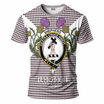 Shepherd Tartan Family Crest T-Shirt Scottish Burns Night Thistle Floral