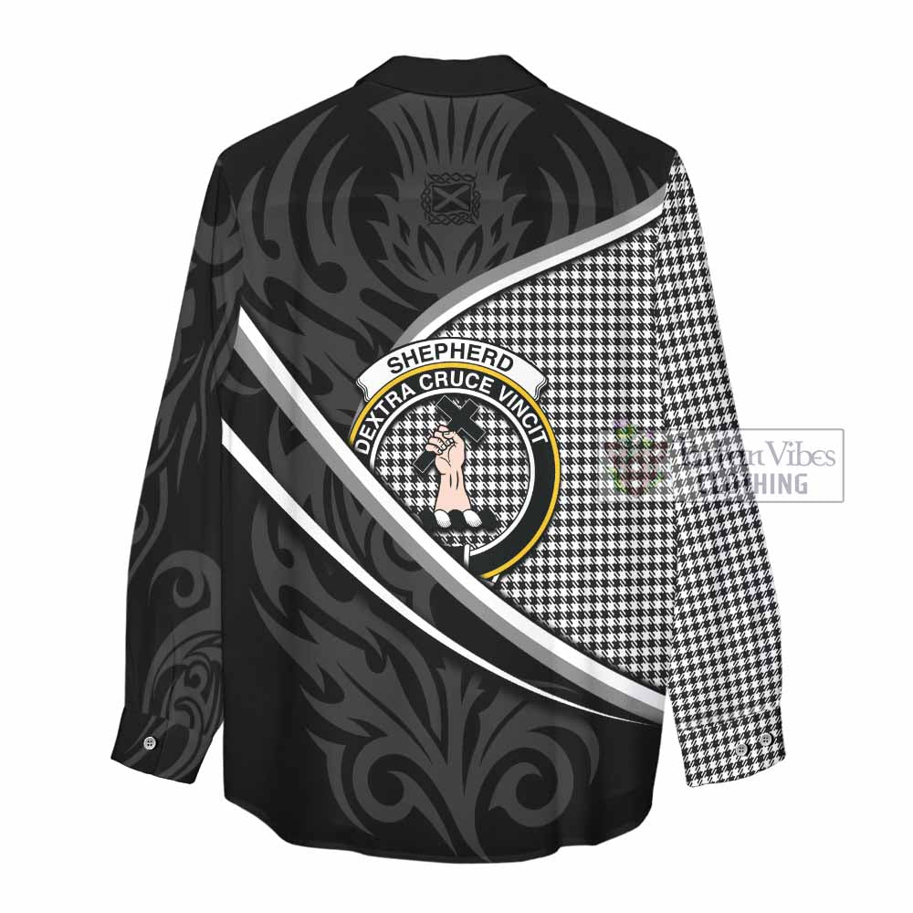 Shepherd Tartan Family Crest Women Casual Shirt Celtic Scottish Thistle Floral - Tartan Vibes Clothing