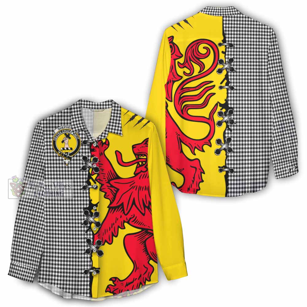 Shepherd Tartan Family Crest Women Casual Shirt Lion Rampant Honor - Tartan Vibes Clothing