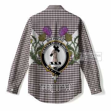 Shepherd Tartan Family Crest Women Casual Shirt Scottish Burns Night Thistle Floral