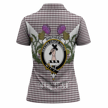 Shepherd Tartan Family Crest Women Polo Shirt Scottish Burns Night Thistle Floral