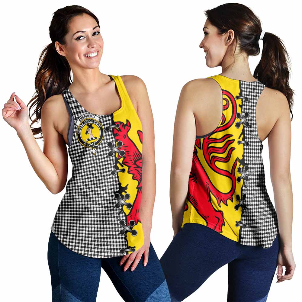 Shepherd Tartan Family Crest Women Racerback Tanks Lion Rampant Honor - Tartan Vibes Clothing