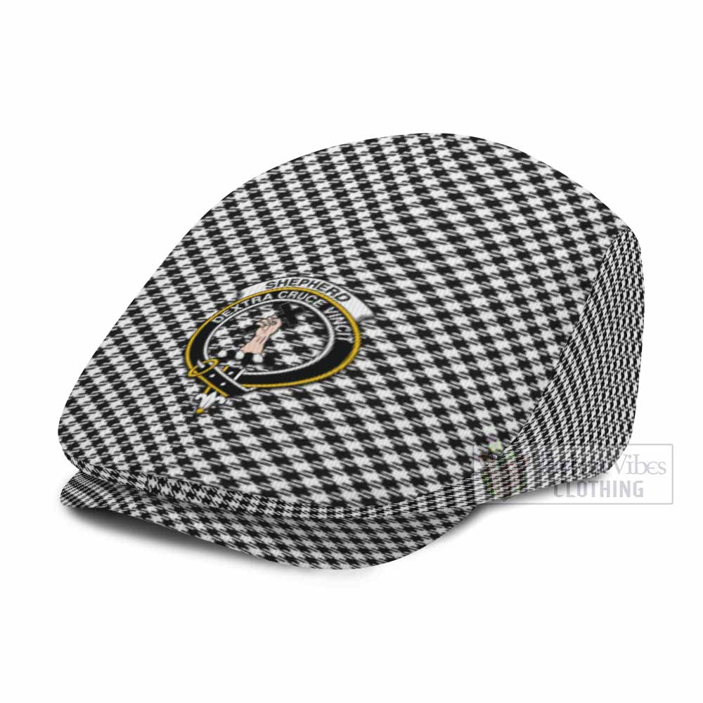 Shepherd Tartan Flat Cap, Jeff Cap Cross Style with Family Crest - Tartan Vibes Clothing