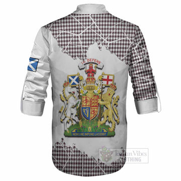 Shepherd Tartan Ghillie Shirt with Family Crest and Lion Rampant Grunge Style