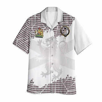 Shepherd Tartan Hawaiian Shirt with Family Crest and Lion Rampant Grunge Style