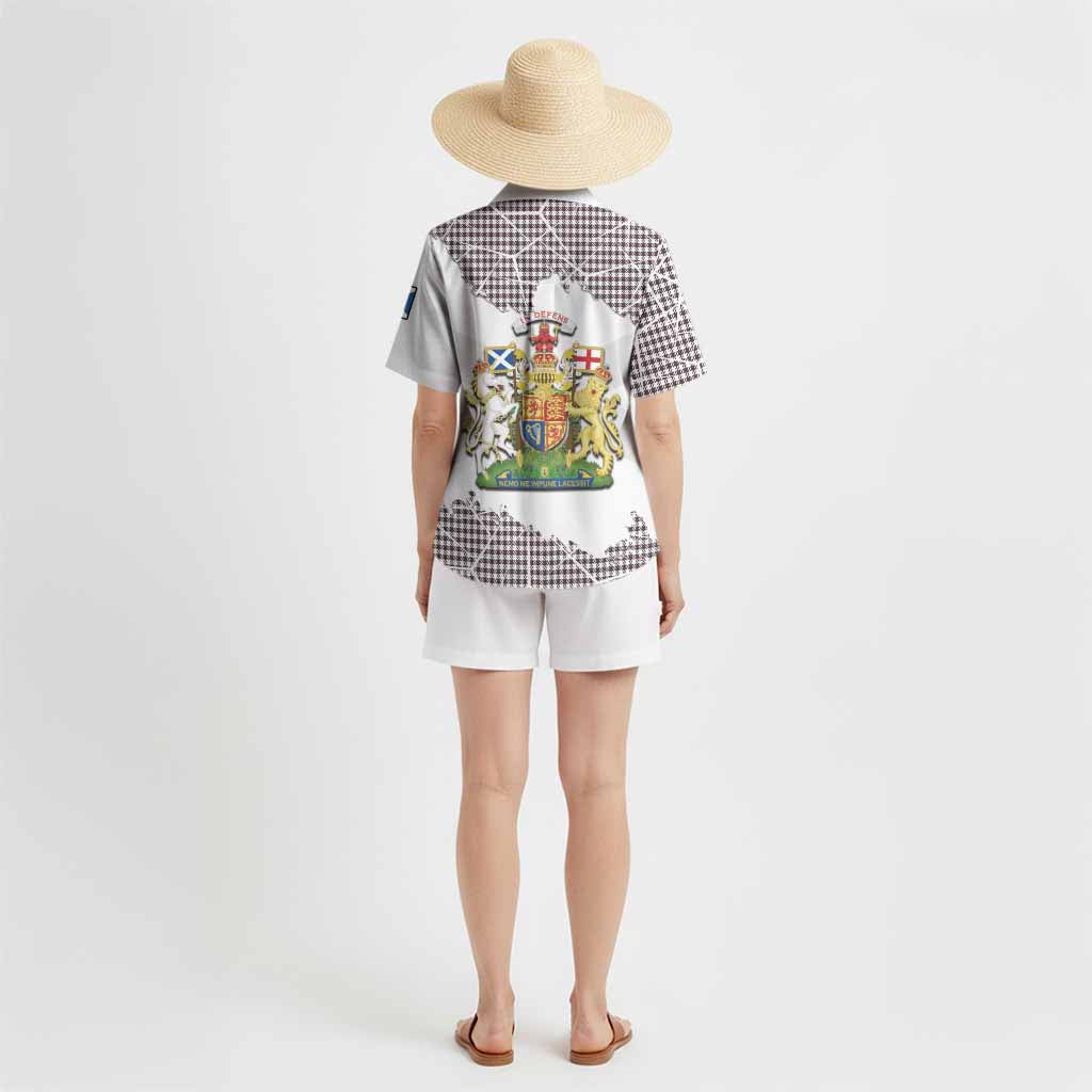 Shepherd Tartan Hawaiian Shirt with Family Crest and Lion Rampant Grunge Style