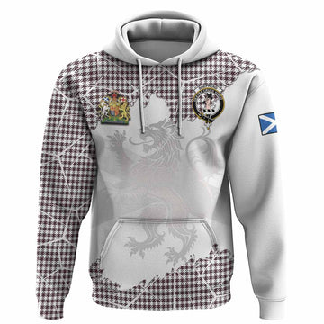 Shepherd Tartan Hoodie with Family Crest and Lion Rampant Grunge Style
