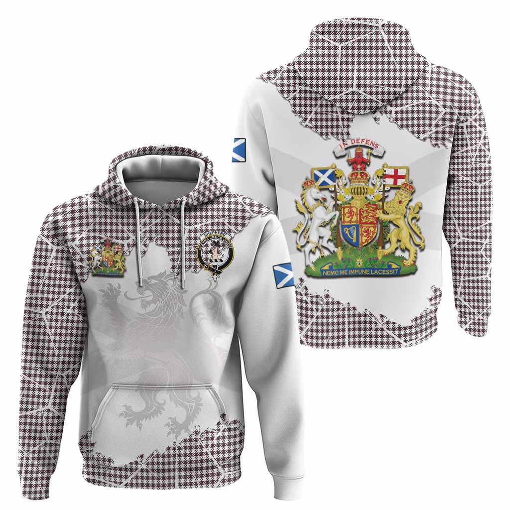 Shepherd Tartan Hoodie with Family Crest and Lion Rampant Grunge Style