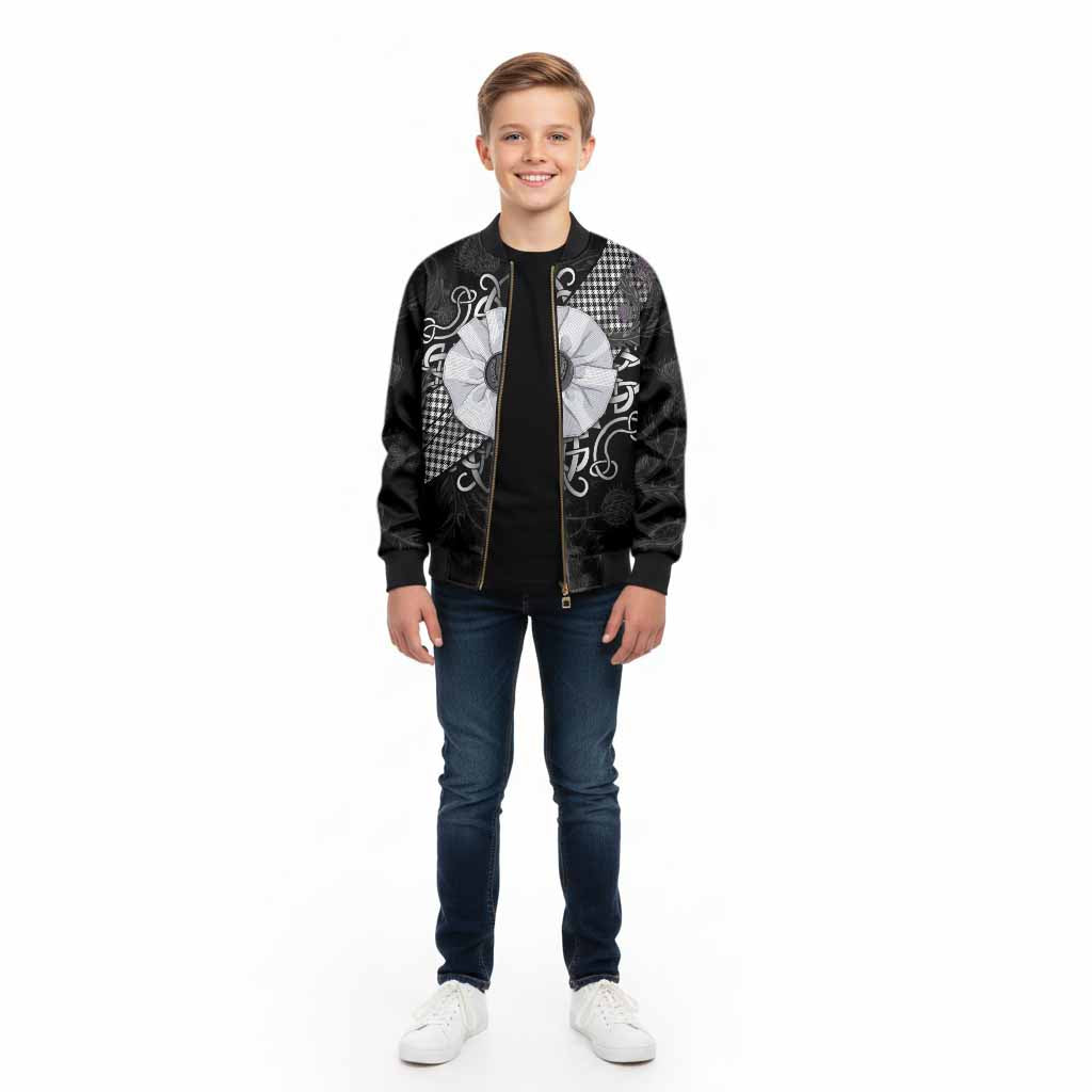 Shepherd Tartan Kid Bomber Jacket Jacobite White Rose - Tartan Vibes Clothing