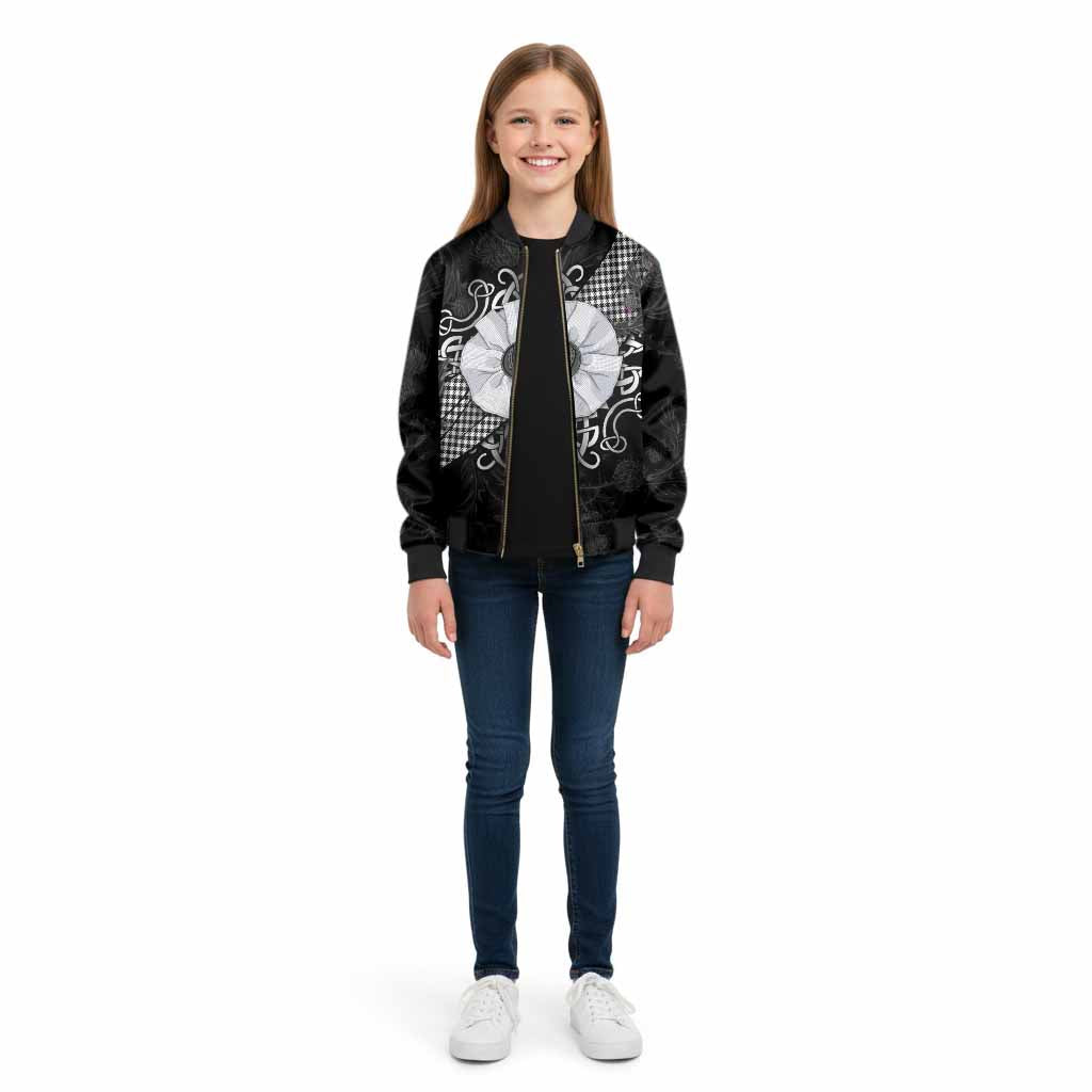 Shepherd Tartan Kid Bomber Jacket Jacobite White Rose - Tartan Vibes Clothing