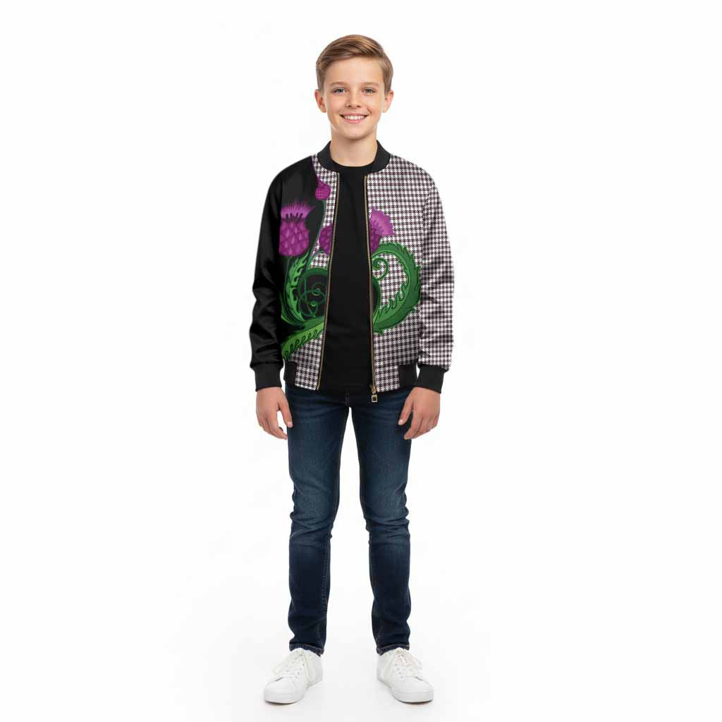 Shepherd Tartan Kid Bomber Jacket Traditional Scottish Thistle