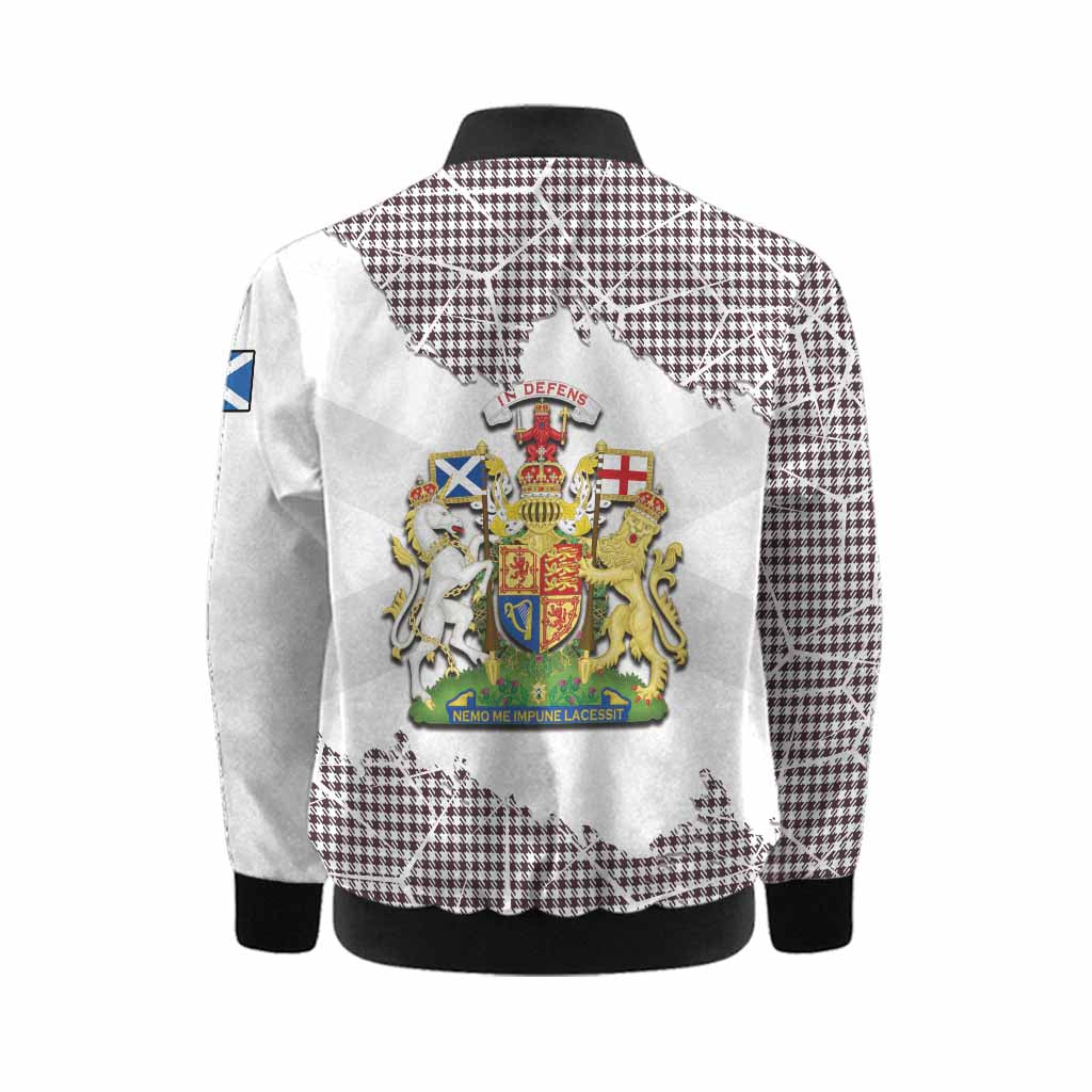 Shepherd Tartan Kid Bomber Jacket with Family Crest and Lion Rampant Grunge Style