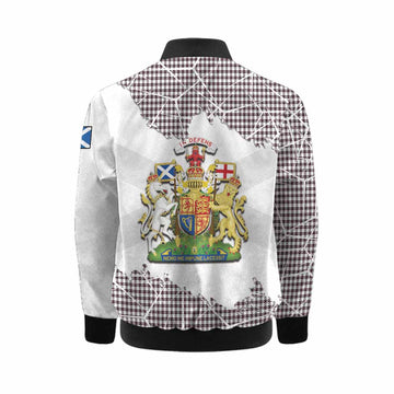 Shepherd Tartan Kid Bomber Jacket with Family Crest and Lion Rampant Grunge Style