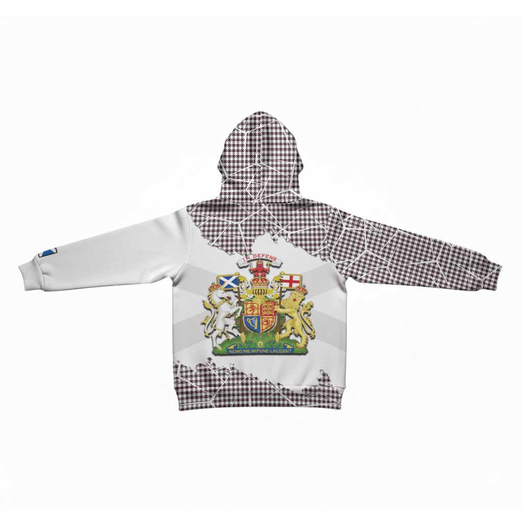 Shepherd Tartan Kid Hoodie with Family Crest and Lion Rampant Grunge Style