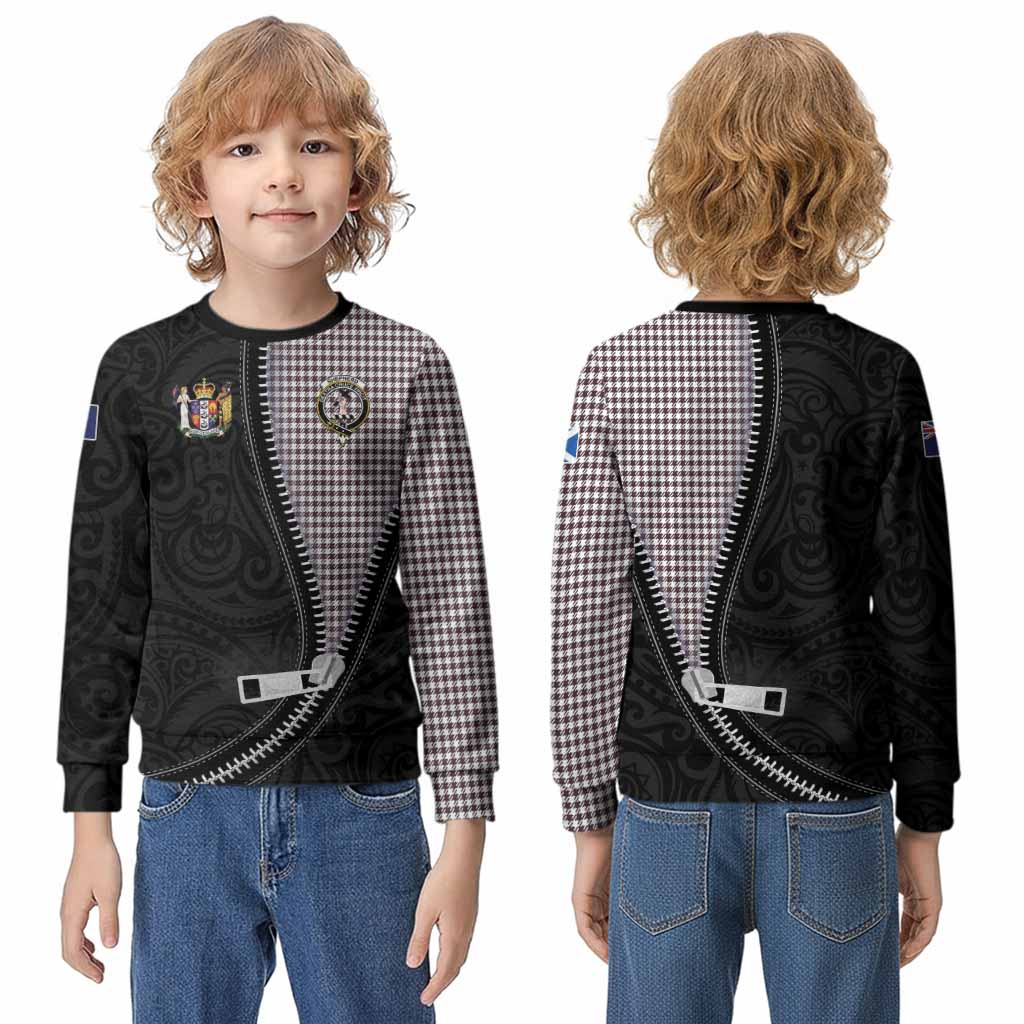 Shepherd Tartan Kid Knitted Sweatshirt New Zealand Pattern Unique Zipper Stylized