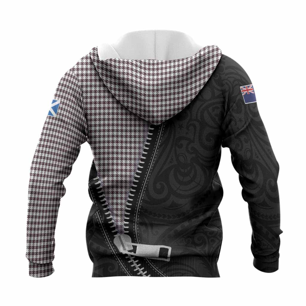 Shepherd Tartan Knitted Hoodie New Zealand Pattern Unique Zipper Stylized