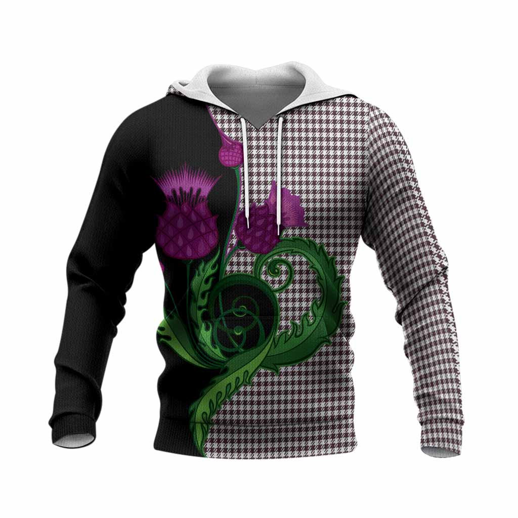 Shepherd Tartan Knitted Hoodie Traditional Scottish Thistle