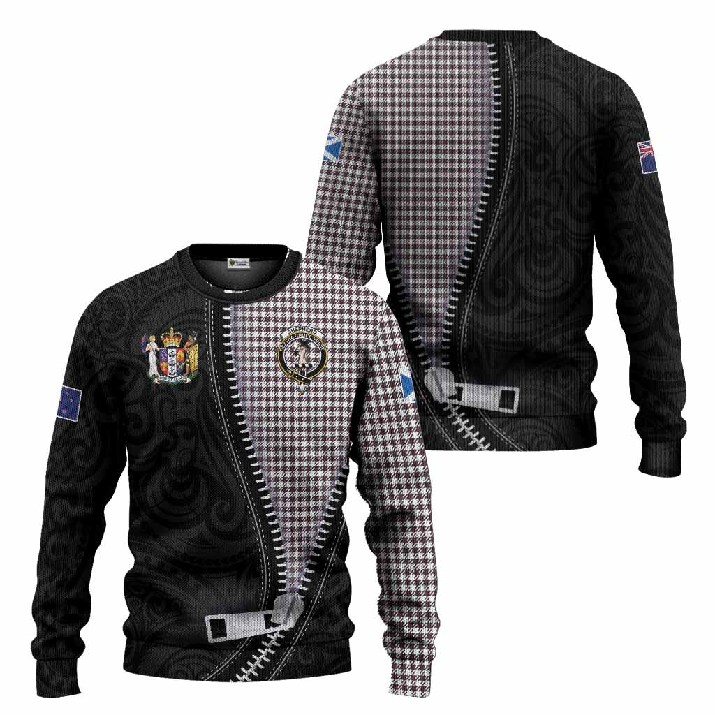 Shepherd Tartan Knitted Sweater New Zealand Pattern Unique Zipper Stylized