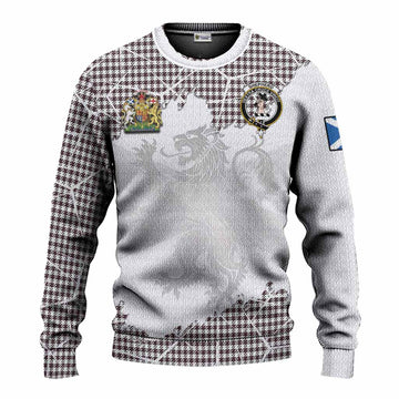 Shepherd Tartan Knitted Sweater with Family Crest and Lion Rampant Grunge Style