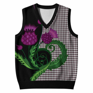 Shepherd Tartan Knitted V-Neck Vest Traditional Scottish Thistle