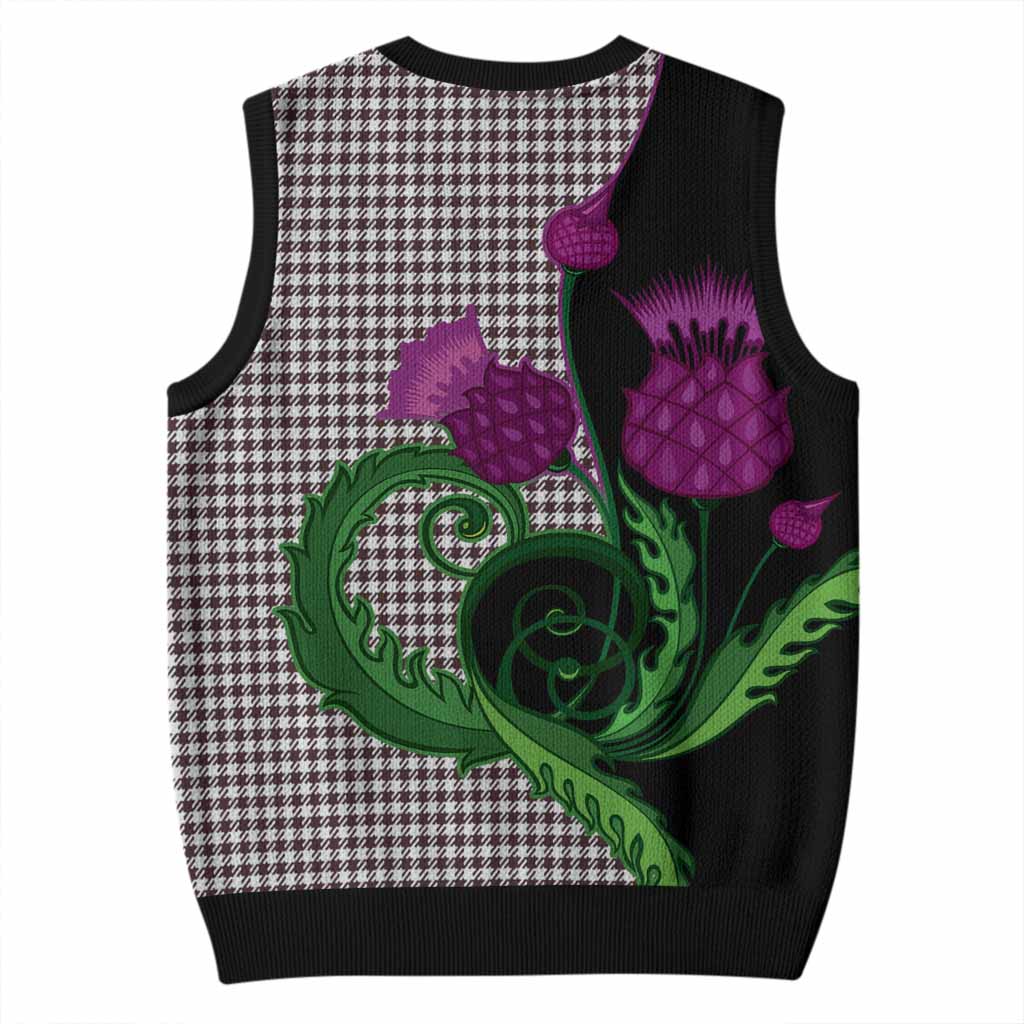 Shepherd Tartan Knitted V-Neck Vest Traditional Scottish Thistle