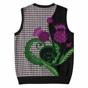Shepherd Tartan Knitted V-Neck Vest Traditional Scottish Thistle