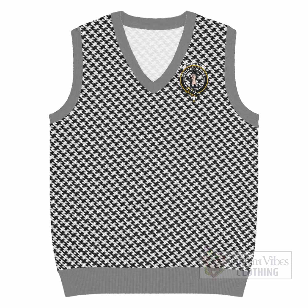 Shepherd Tartan Knitted V-Neck Vest with Family Crest Cross Style