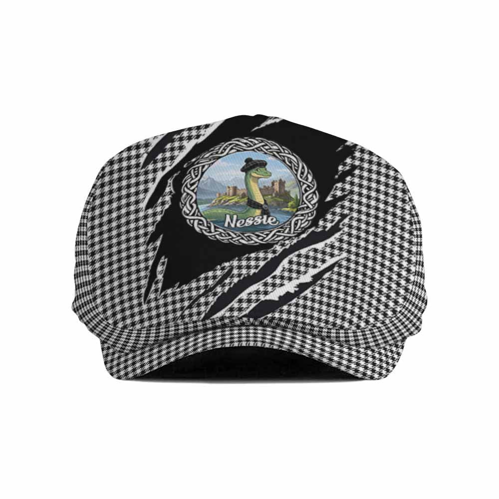 Shepherd Tartan Loch Ness Monster Flat Cap, Jeff Cap Celtic Knot Nessie Art