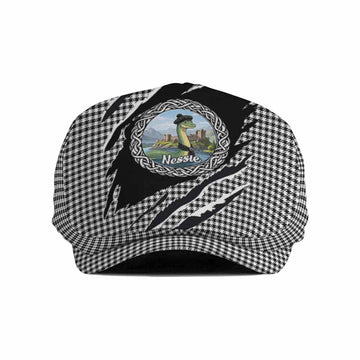 Shepherd Tartan Loch Ness Monster Flat Cap, Jeff Cap Celtic Knot Nessie Art
