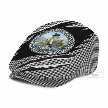 Shepherd Tartan Loch Ness Monster Flat Cap, Jeff Cap Celtic Knot Nessie Art