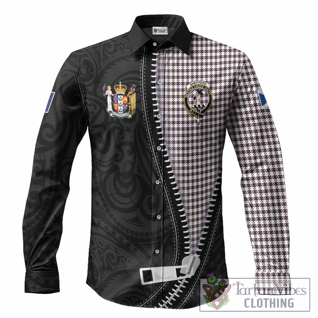 Shepherd Tartan Long Sleeve Button Shirts New Zealand Pattern Unique Zipper Stylized