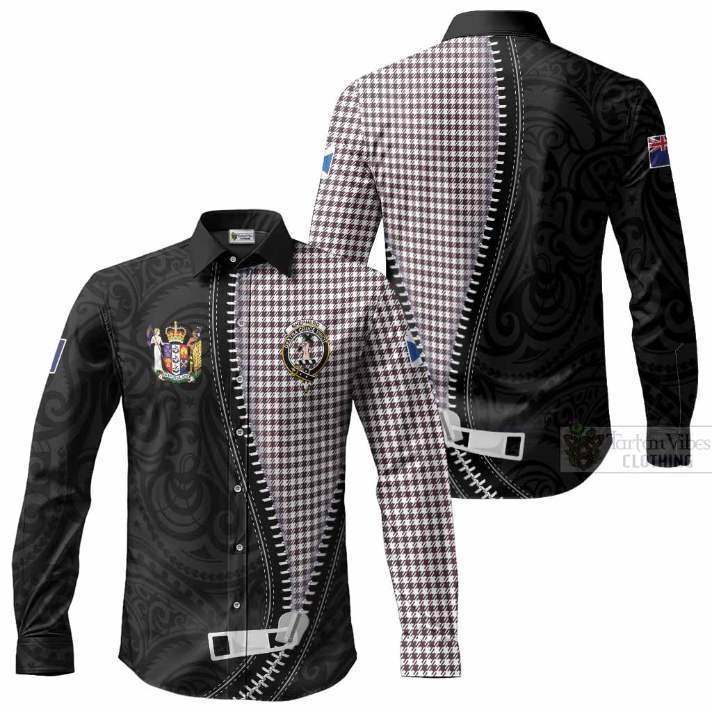 Shepherd Tartan Long Sleeve Button Shirts New Zealand Pattern Unique Zipper Stylized