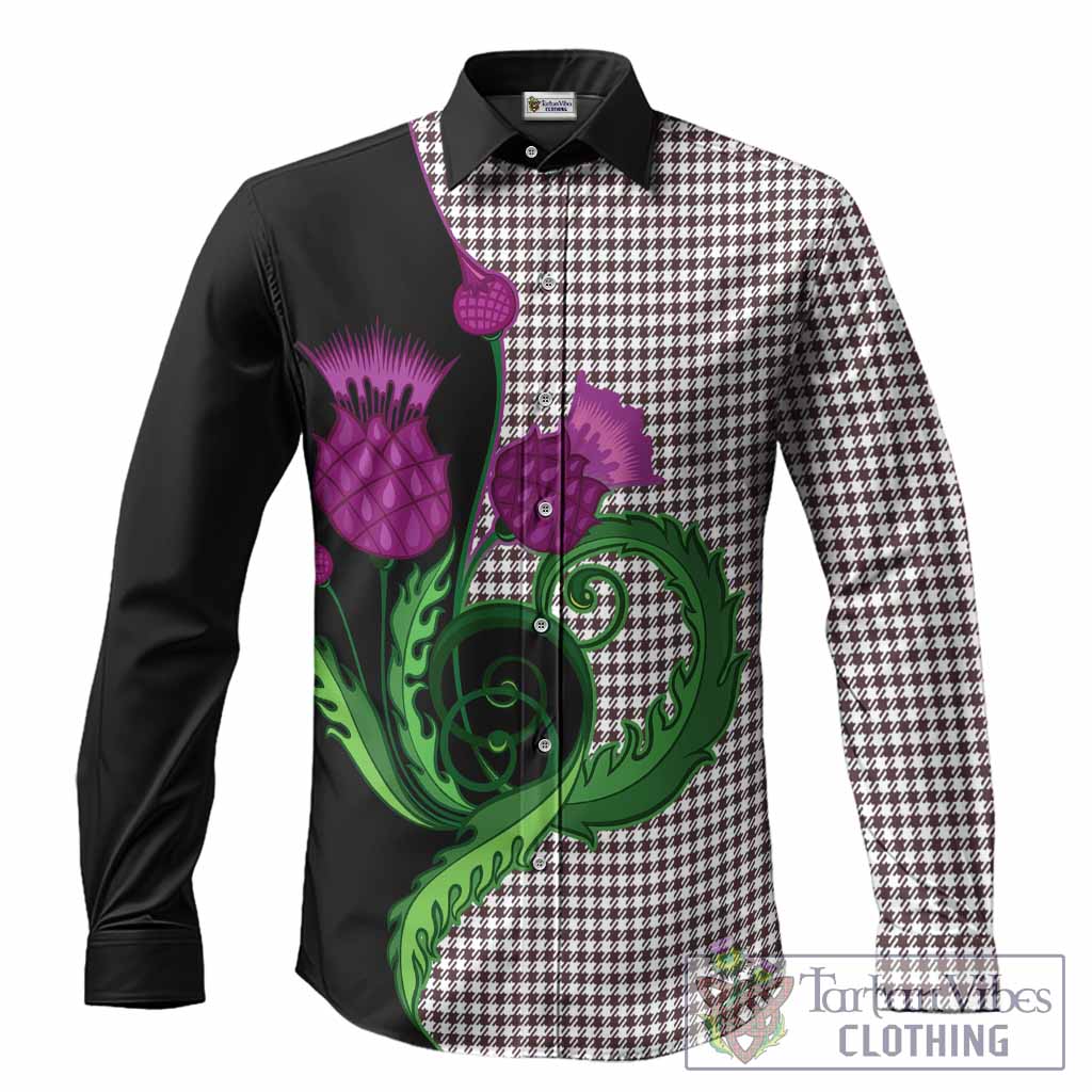 Shepherd Tartan Long Sleeve Button Shirts Traditional Scottish Thistle