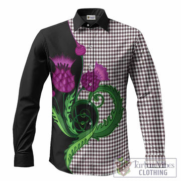 Shepherd Tartan Long Sleeve Button Shirts Traditional Scottish Thistle